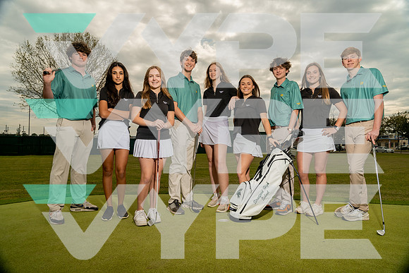 STRATFORD_GOLF_TEAM_Ashton Lombard, Connor Haygood, Daniel Poteet, Henry Roche, Landon Fowler, Mae Trahan, Meagan Hill, Ryan Smith, Sarah Schwartz_104-(BCC)