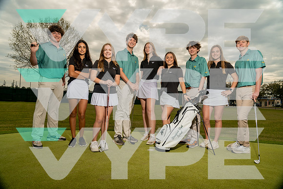 STRATFORD_GOLF_TEAM_Ashton Lombard, Connor Haygood, Daniel Poteet, Henry Roche, Landon Fowler, Mae Trahan, Meagan Hill, Ryan Smith, Sarah Schwartz_105-(BCC)