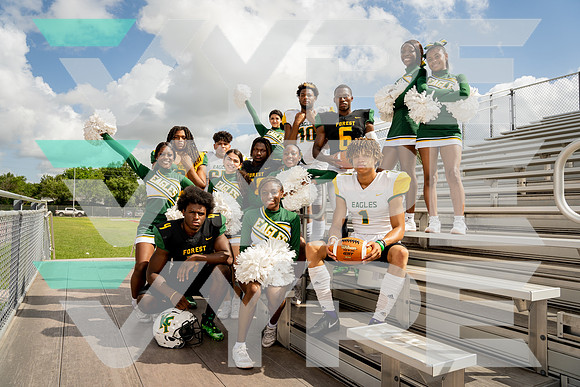 KLEIN_FOREST_FB_CHEER_Brad Spence, Chandler Williams, Jelani Watkins, Jossue Rios, Parker Jenkins, Robert Graves, Tivrell Hollings-(HARTOJO)-4