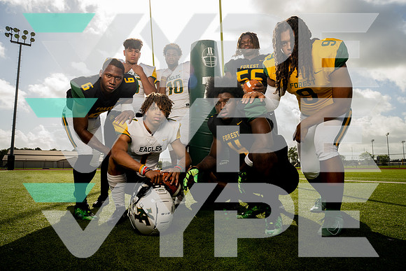 KLEIN_FOREST_FB_TEAM_Brad Spence, Chandler Williams, Jelani Watkins, Jossue Rios, Parker Jenkins, Robert Graves, Tivrell Hollings-(HARTOJO)