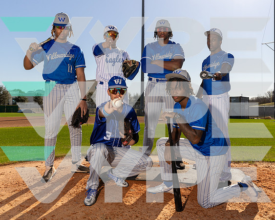 WILLOWRIDGE_BSBL_TEAM_Angel Aguilar, Dustin Goff, Kendron KJ Penson, Marxquise Hayes, Royce Wilson, William Goff-(BROWN)