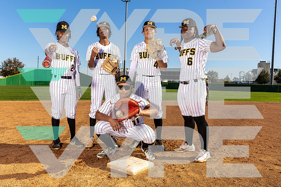 MARSHALL_BSBL_TEAM_Braylan Morris, Devin Pree, Donovan Jackson Jr., Jabari Mayweather, Troy Scott-(BROWN)