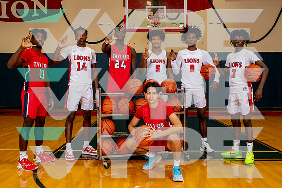 TAYLOR_BB_TEAM_0 Nathan Kongolo, 3 Sean Kongolo, 5 Tae Han Malik, 11 Juana Esono, 14 Zion Andrews, 23 Cesar Sanchez, 24 Oluwanifemi Taiwo-(WRIGHT)-3