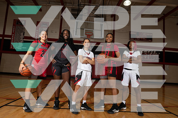 MAC_GBB_TEAM_2 Ireanna Kemp-Johnson, 3 Miya Torres, 12 Alexus Brownlow, 13 Nakisha Nedd, 22 Noa Quezada-(BCC)-2