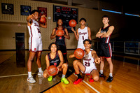 AUSTIN_BB_1 Sachin Gopalakrishnan, 2 Jordan Turner, 3 Chrishun Fitch, 5 Jonah Rebueno, 12 Xavier Ikemefuna, 23 Shyam Patel-(BROWN)